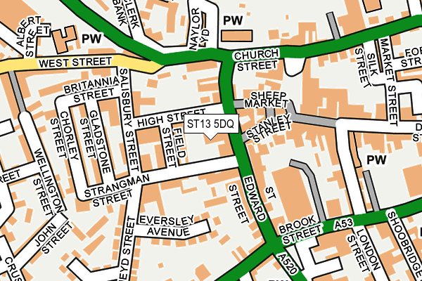 ST13 5DQ map - OS OpenMap – Local (Ordnance Survey)