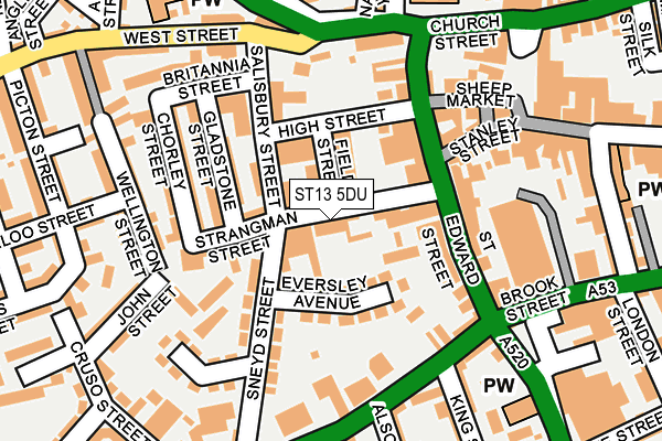 ST13 5DU map - OS OpenMap – Local (Ordnance Survey)