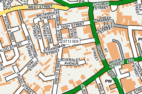 ST13 5DX map - OS OpenMap – Local (Ordnance Survey)