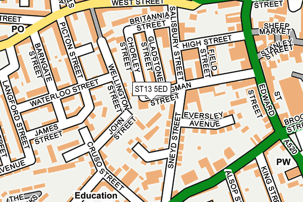 ST13 5ED map - OS OpenMap – Local (Ordnance Survey)