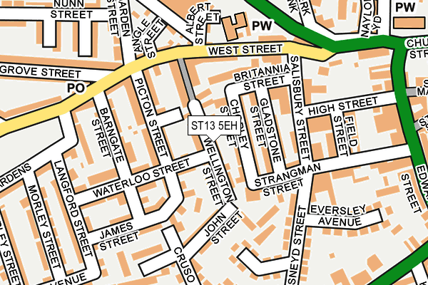 ST13 5EH map - OS OpenMap – Local (Ordnance Survey)