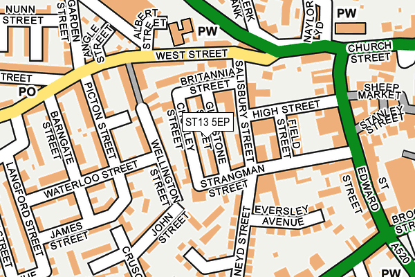 ST13 5EP map - OS OpenMap – Local (Ordnance Survey)