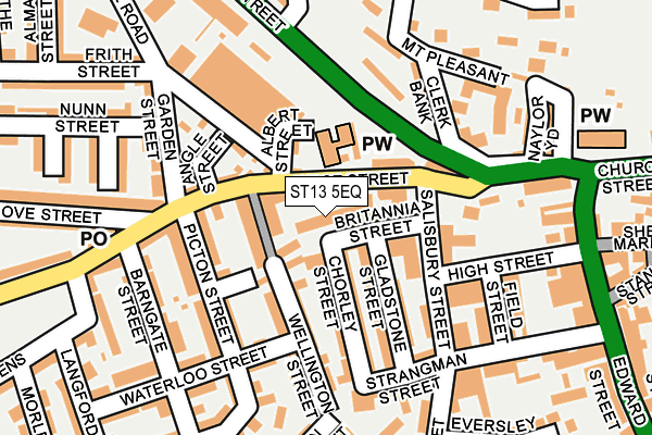 ST13 5EQ map - OS OpenMap – Local (Ordnance Survey)