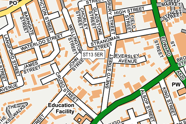 ST13 5ER map - OS OpenMap – Local (Ordnance Survey)