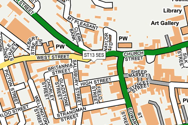 ST13 5ES map - OS OpenMap – Local (Ordnance Survey)