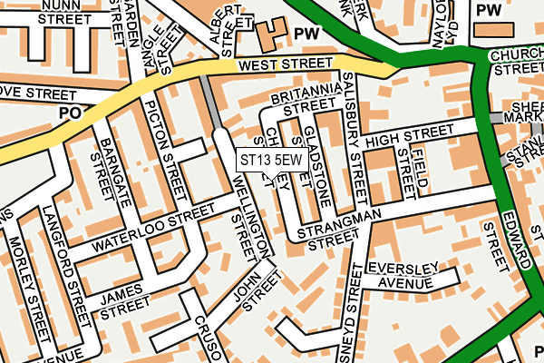 ST13 5EW map - OS OpenMap – Local (Ordnance Survey)
