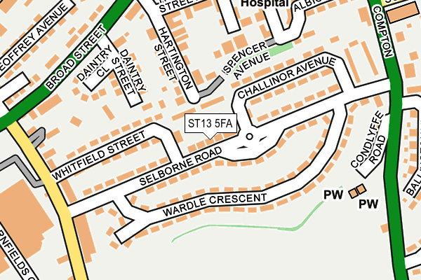 ST13 5FA map - OS OpenMap – Local (Ordnance Survey)