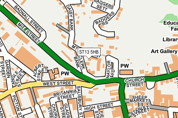 ST13 5HB map - OS OpenMap – Local (Ordnance Survey)