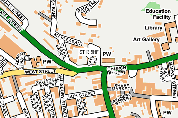 ST13 5HF map - OS OpenMap – Local (Ordnance Survey)