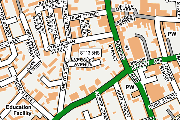 ST13 5HS map - OS OpenMap – Local (Ordnance Survey)