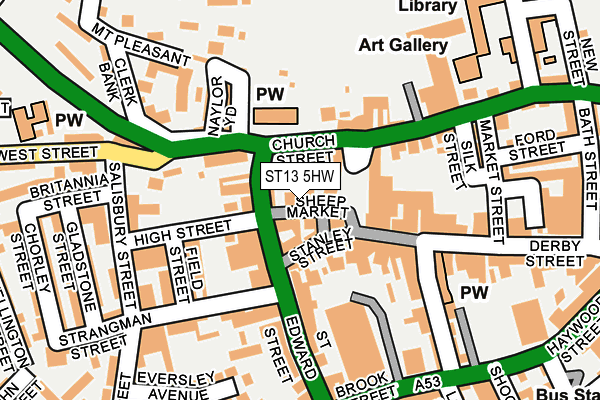 ST13 5HW map - OS OpenMap – Local (Ordnance Survey)