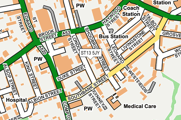 ST13 5JY map - OS OpenMap – Local (Ordnance Survey)