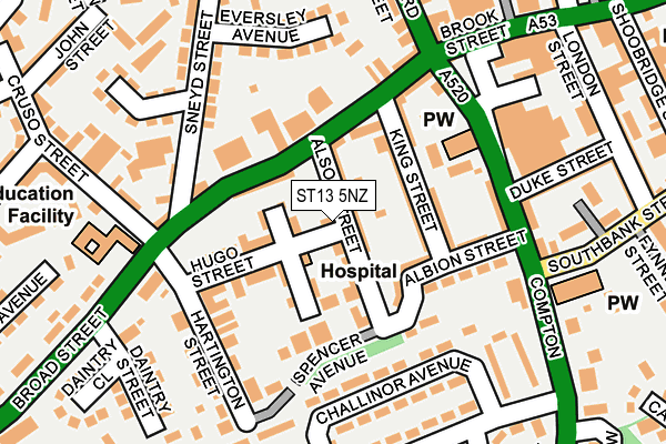ST13 5NZ map - OS OpenMap – Local (Ordnance Survey)