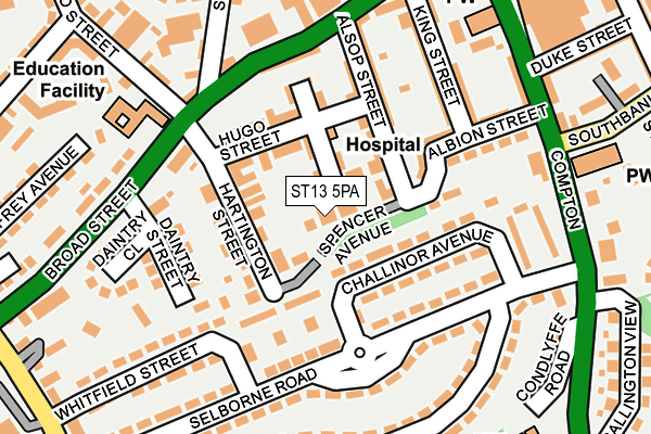ST13 5PA map - OS OpenMap – Local (Ordnance Survey)