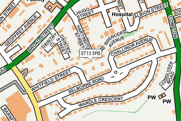 ST13 5PB map - OS OpenMap – Local (Ordnance Survey)