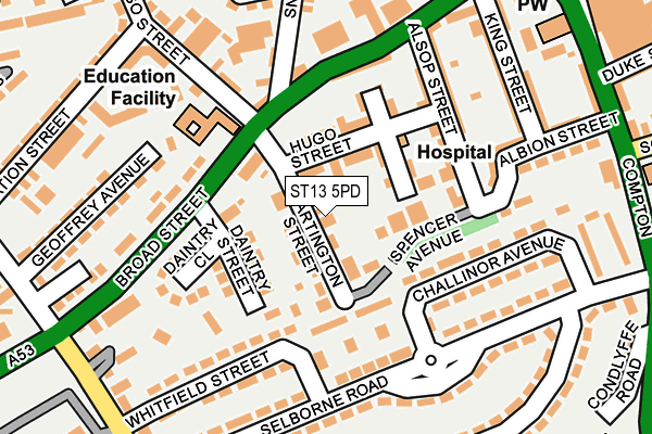 ST13 5PD map - OS OpenMap – Local (Ordnance Survey)