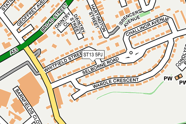 ST13 5PJ map - OS OpenMap – Local (Ordnance Survey)