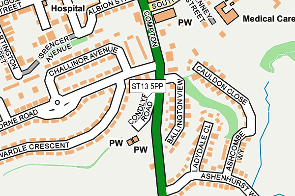 ST13 5PP map - OS OpenMap – Local (Ordnance Survey)