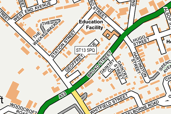 ST13 5PQ map - OS OpenMap – Local (Ordnance Survey)
