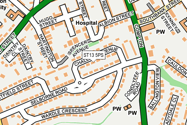 ST13 5PS map - OS OpenMap – Local (Ordnance Survey)