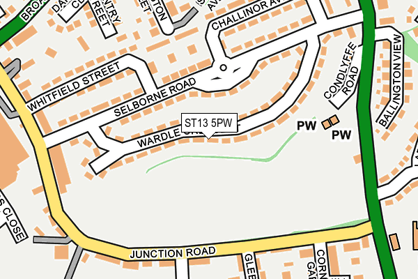 ST13 5PW map - OS OpenMap – Local (Ordnance Survey)