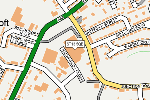 ST13 5QB map - OS OpenMap – Local (Ordnance Survey)