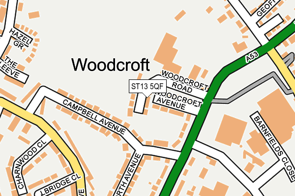 ST13 5QF map - OS OpenMap – Local (Ordnance Survey)