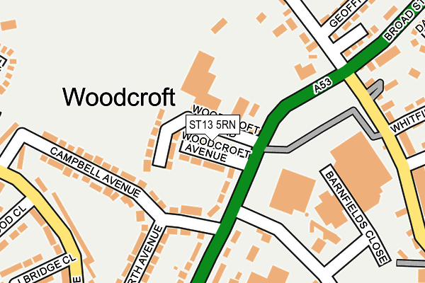 ST13 5RN map - OS OpenMap – Local (Ordnance Survey)
