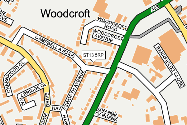 ST13 5RP map - OS OpenMap – Local (Ordnance Survey)