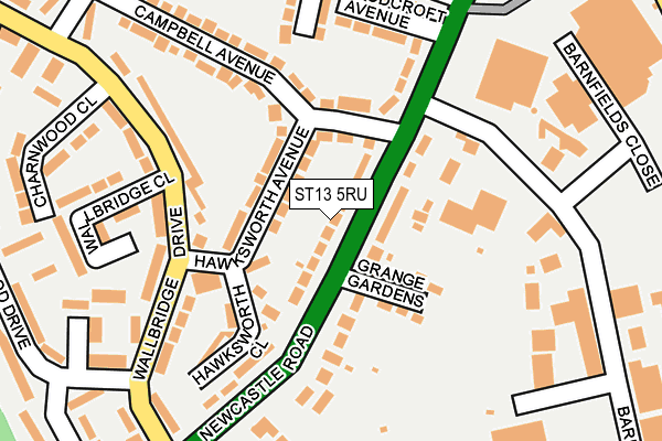 ST13 5RU map - OS OpenMap – Local (Ordnance Survey)