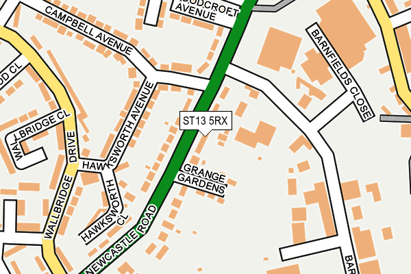 ST13 5RX map - OS OpenMap – Local (Ordnance Survey)