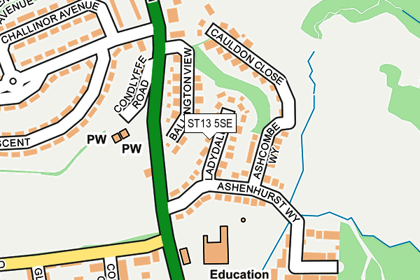 ST13 5SE map - OS OpenMap – Local (Ordnance Survey)