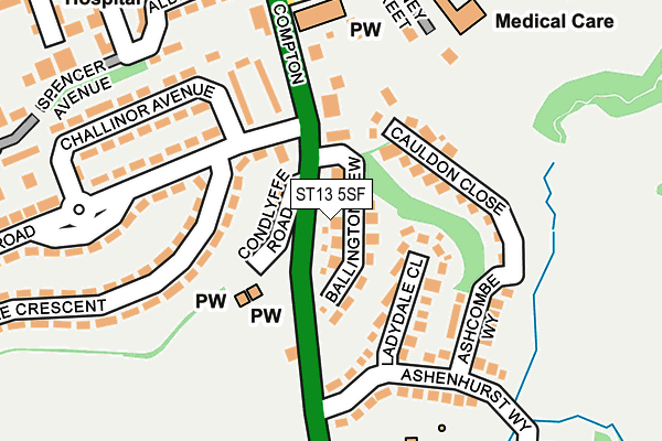 ST13 5SF map - OS OpenMap – Local (Ordnance Survey)