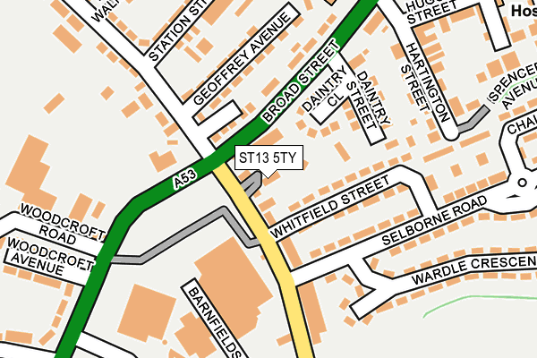 ST13 5TY map - OS OpenMap – Local (Ordnance Survey)