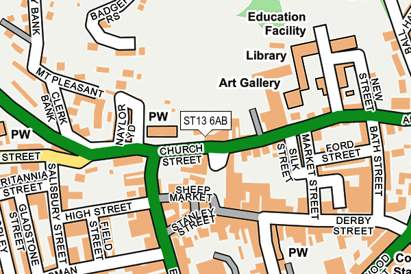 ST13 6AB map - OS OpenMap – Local (Ordnance Survey)