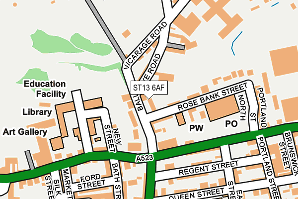 ST13 6AF map - OS OpenMap – Local (Ordnance Survey)