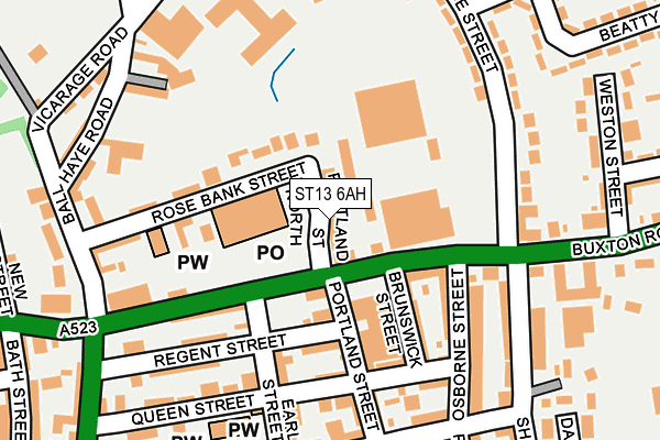 ST13 6AH map - OS OpenMap – Local (Ordnance Survey)