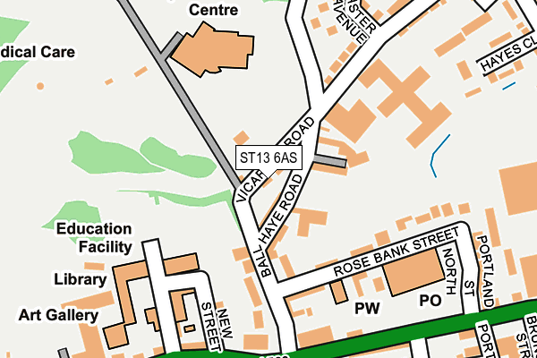 ST13 6AS map - OS OpenMap – Local (Ordnance Survey)