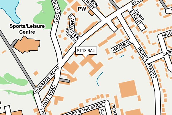 ST13 6AU map - OS OpenMap – Local (Ordnance Survey)