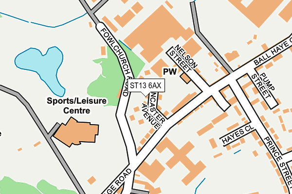 ST13 6AX map - OS OpenMap – Local (Ordnance Survey)