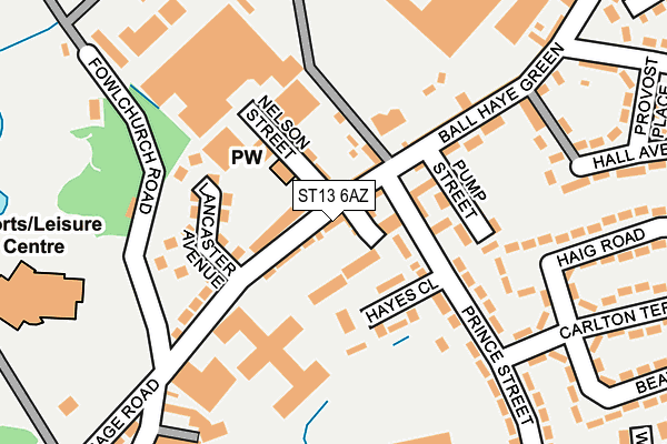 ST13 6AZ map - OS OpenMap – Local (Ordnance Survey)