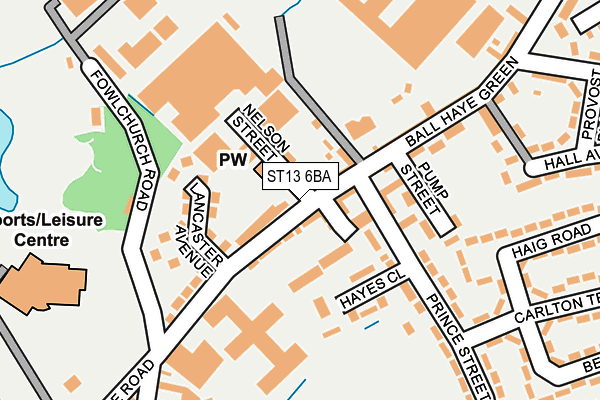 ST13 6BA map - OS OpenMap – Local (Ordnance Survey)