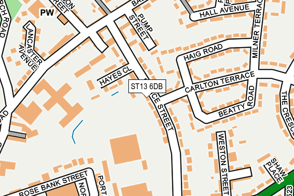 ST13 6DB map - OS OpenMap – Local (Ordnance Survey)