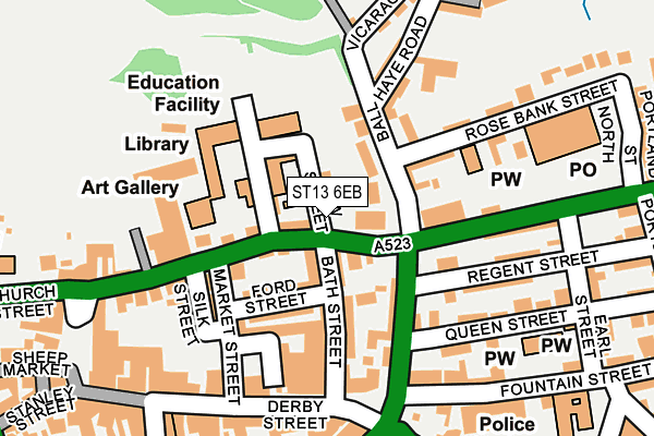 ST13 6EB map - OS OpenMap – Local (Ordnance Survey)