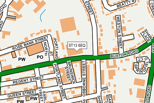 ST13 6EQ map - OS OpenMap – Local (Ordnance Survey)