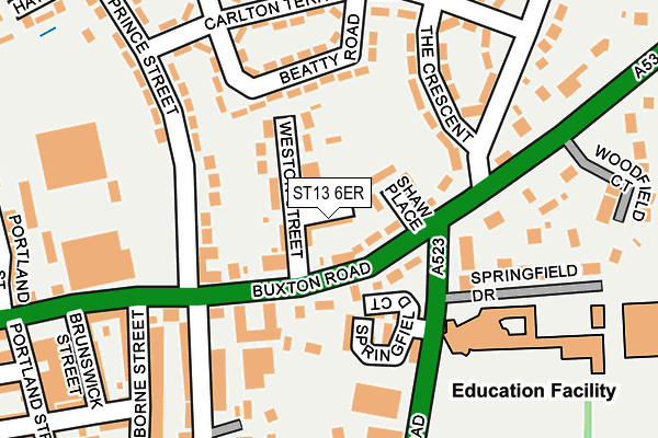 ST13 6ER map - OS OpenMap – Local (Ordnance Survey)