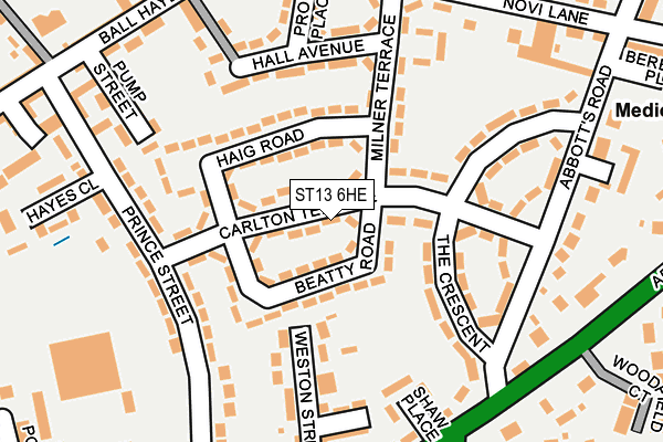 ST13 6HE map - OS OpenMap – Local (Ordnance Survey)