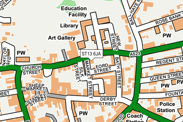 ST13 6JA map - OS OpenMap – Local (Ordnance Survey)