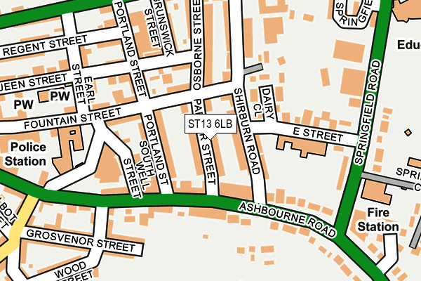 ST13 6LB map - OS OpenMap – Local (Ordnance Survey)