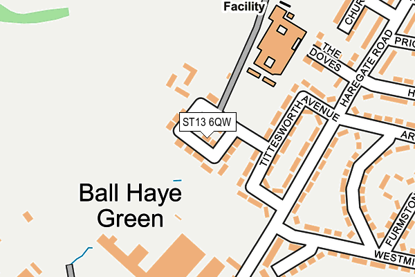 ST13 6QW map - OS OpenMap – Local (Ordnance Survey)